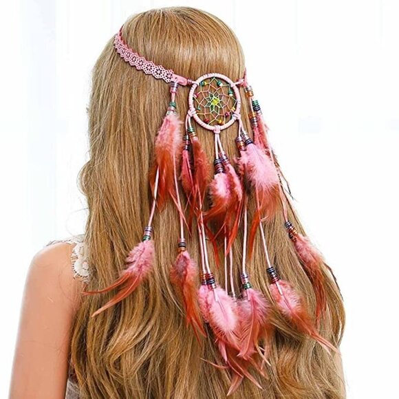 🆕 Dreamcatcher Boho Feather Hippie Hairband Indian Gypsy Headband Tassel NWT - Picture 2 of 5